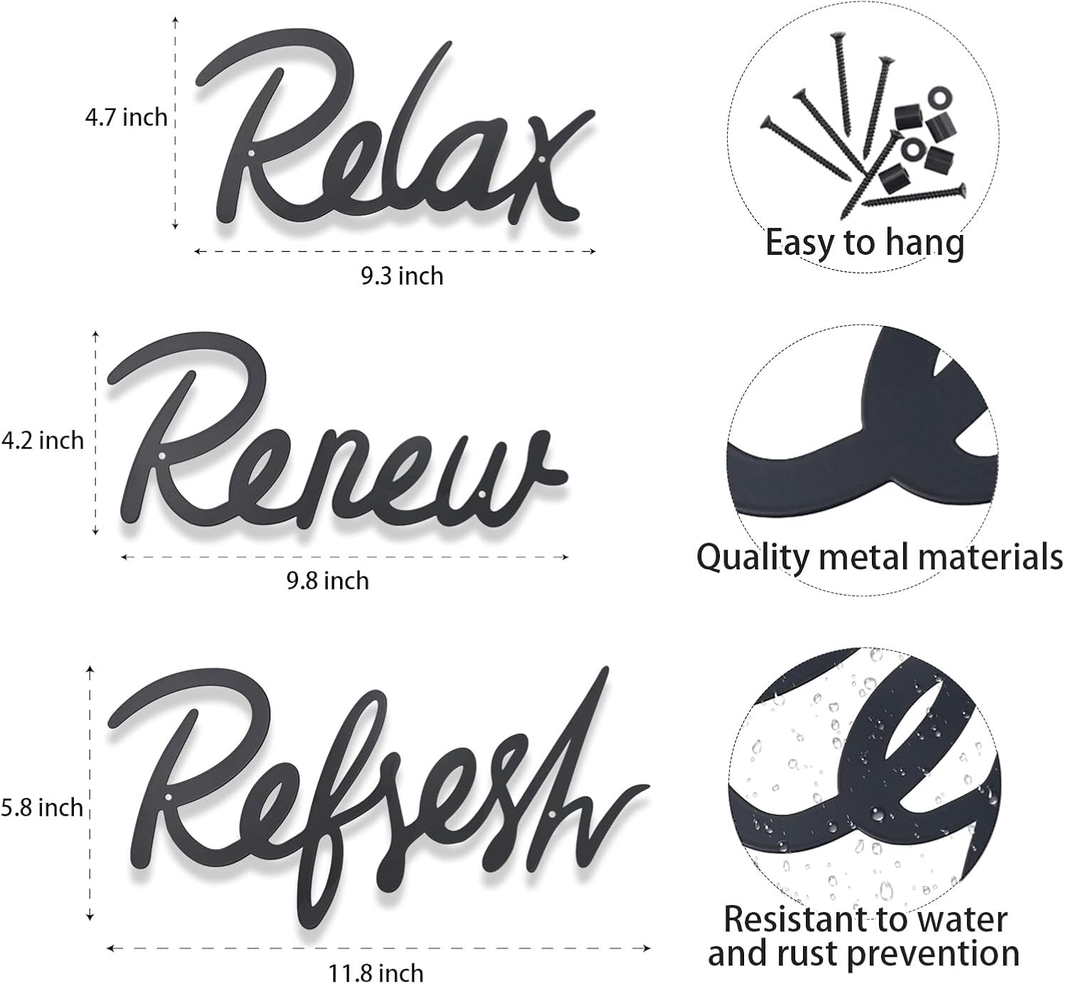 OyeFly 3 Piece Bathroom Decor Metal Signs