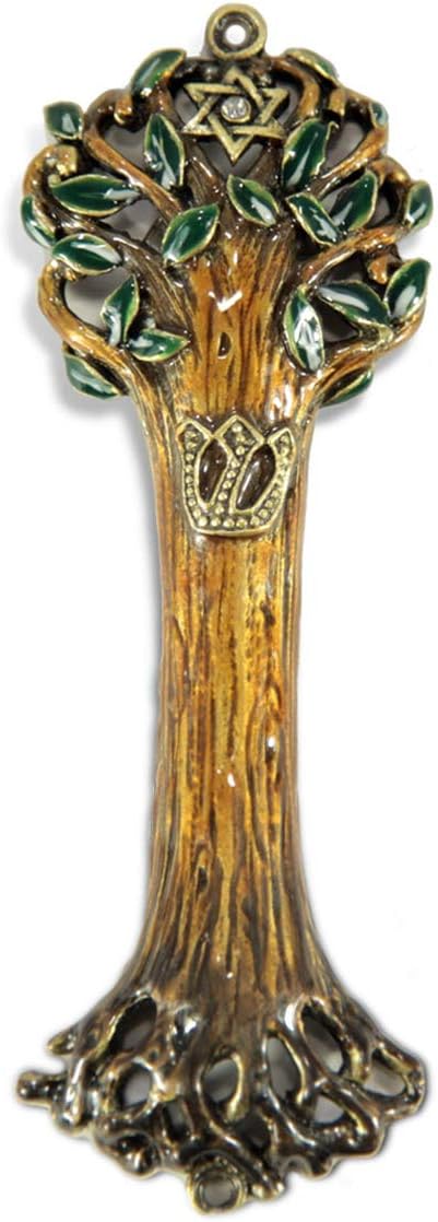 Mezuzah Case with Brass and Wooden Texture Design