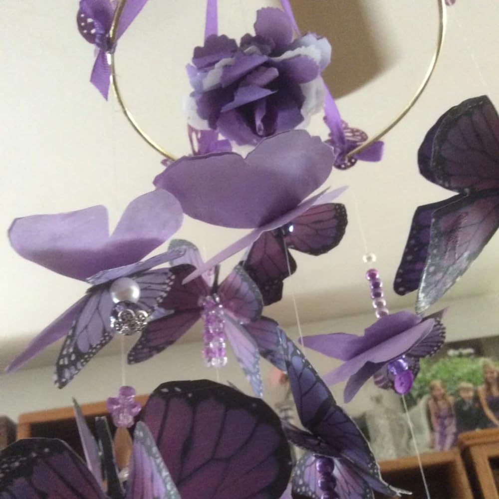 6 Inch Purple Butterfly Mobile with 13 Dimensional Butterflies