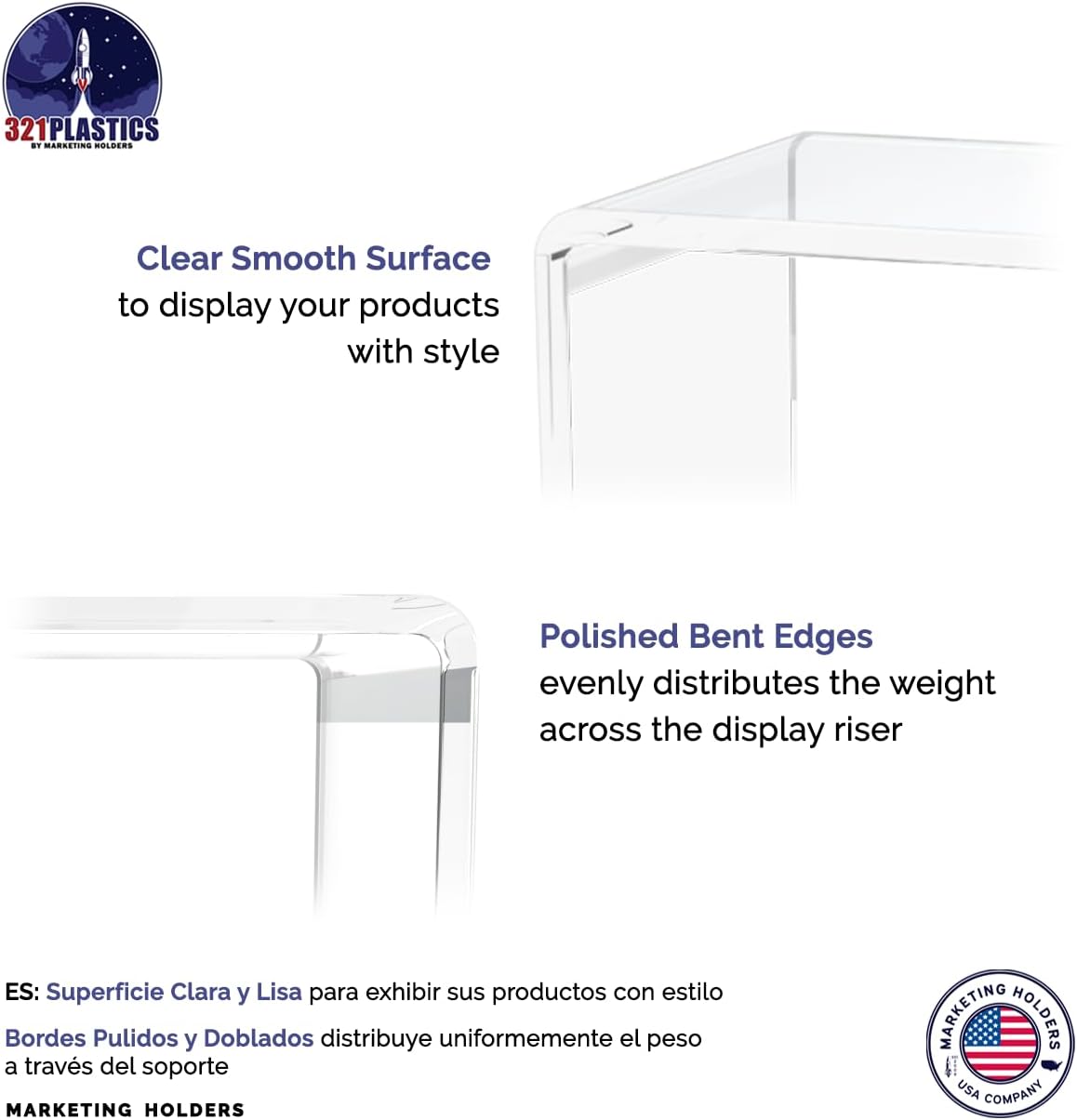 2 Pack Clear Acrylic Riser Display Stand for Countertops