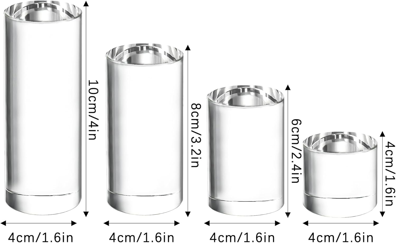 ZEERSHEE 4-Pack Clear Glass Cylinder Display Risers