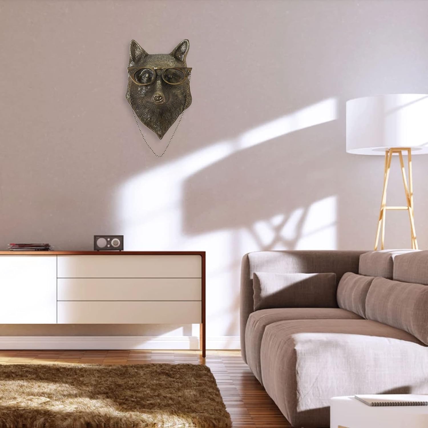 Fox Head Wall Sculpture Resin Animal Decor for Home