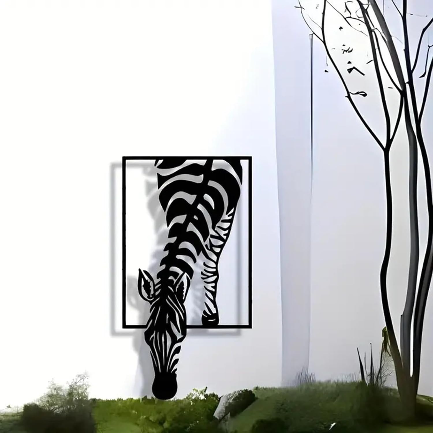 Huspox 3D Zebra Wall Art Decor Metal 40x23cm