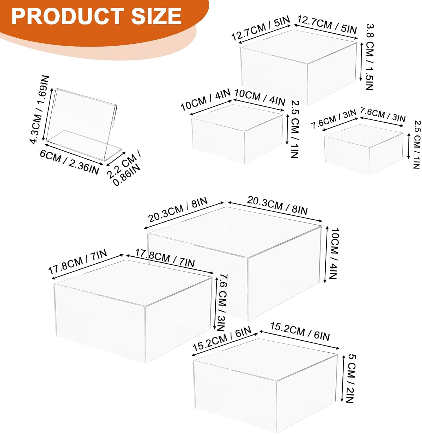 Hylebor 6Pcs Clear Acrylic Display Risers for Buffet and Party Use
