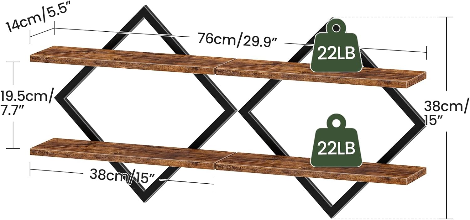 CHOEZON Floating Shelves Set of 2 Rustic Brown