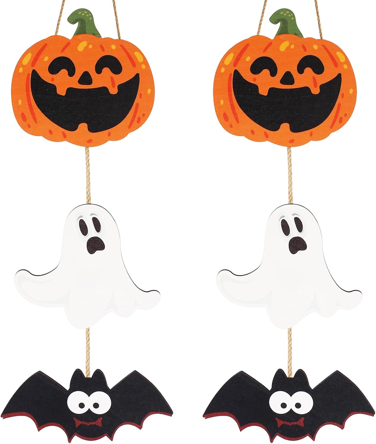 2Pack Halloween Door Sign Decorations Wooden Hanging Trio Set