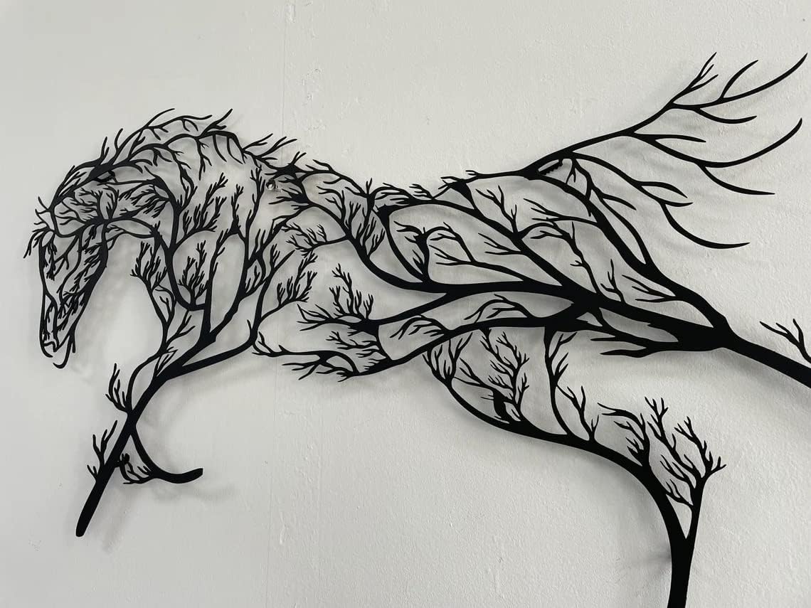 DEKADRON Geometric Horse and Tree Wall Art Decor