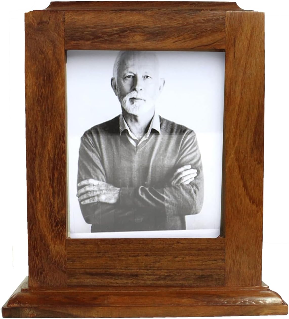 Elegant Medium Rosewood Cremation Urn with Photo Frame