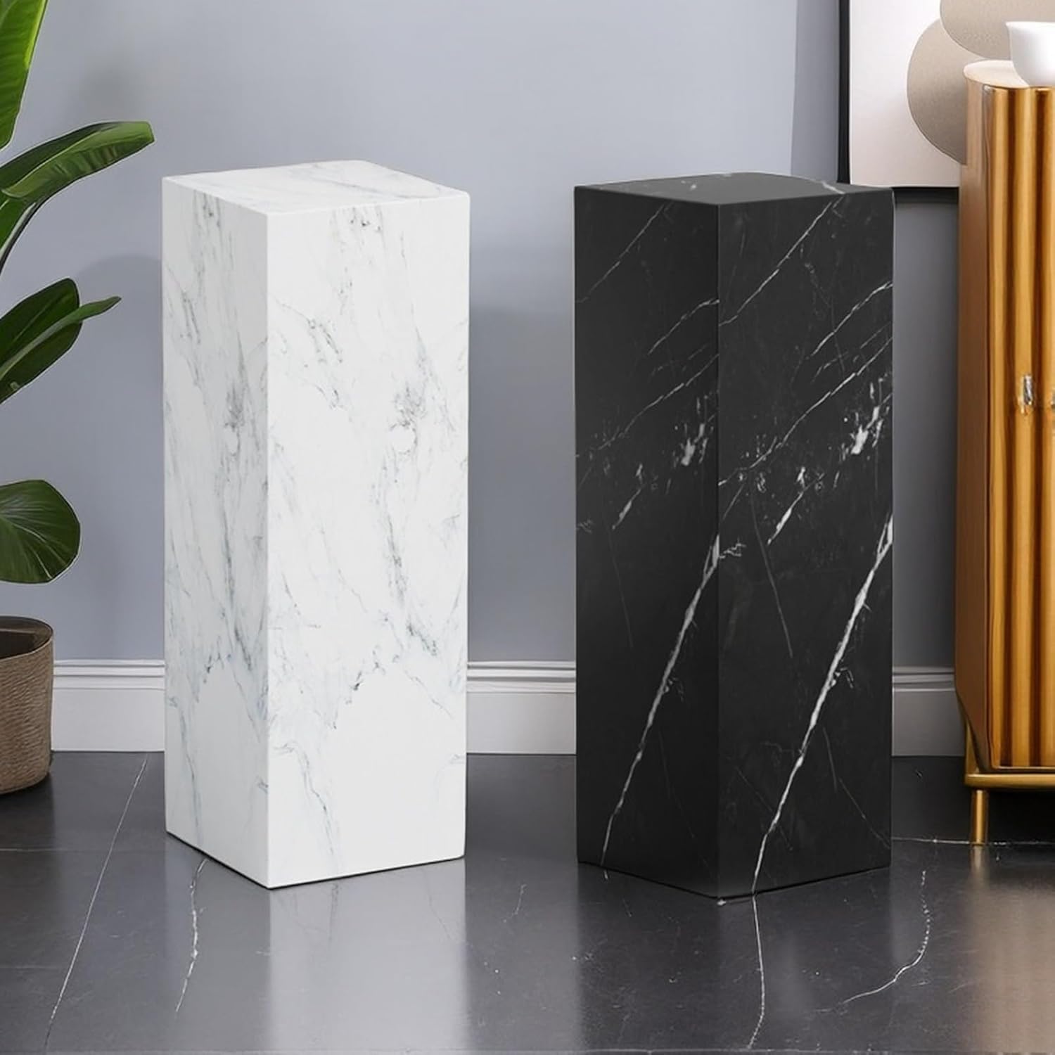 Pedestal Stand Cube Display Risers for Weddings Parties Black 30x30x60cm