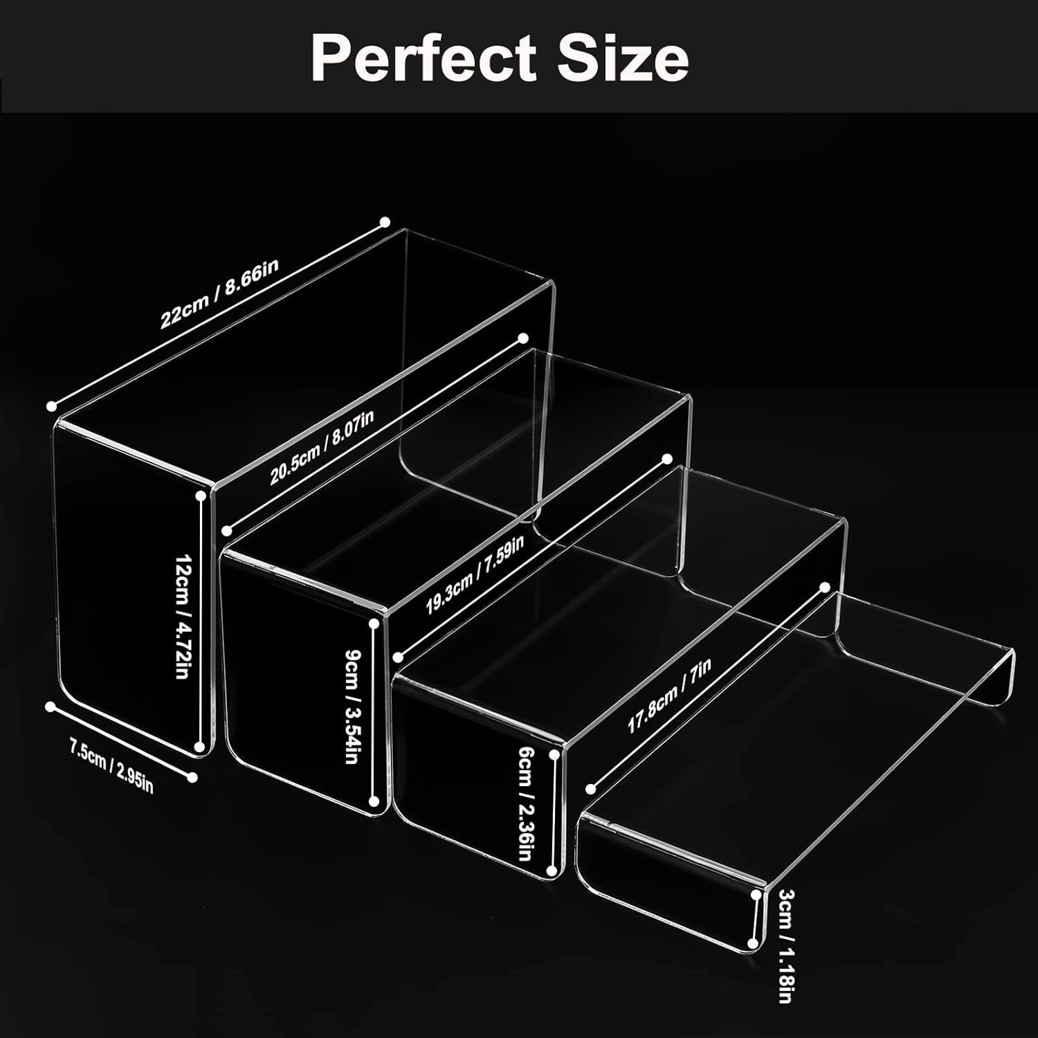 MerryNine Acrylic Risers Display Stands 8 Pcs 2 Set