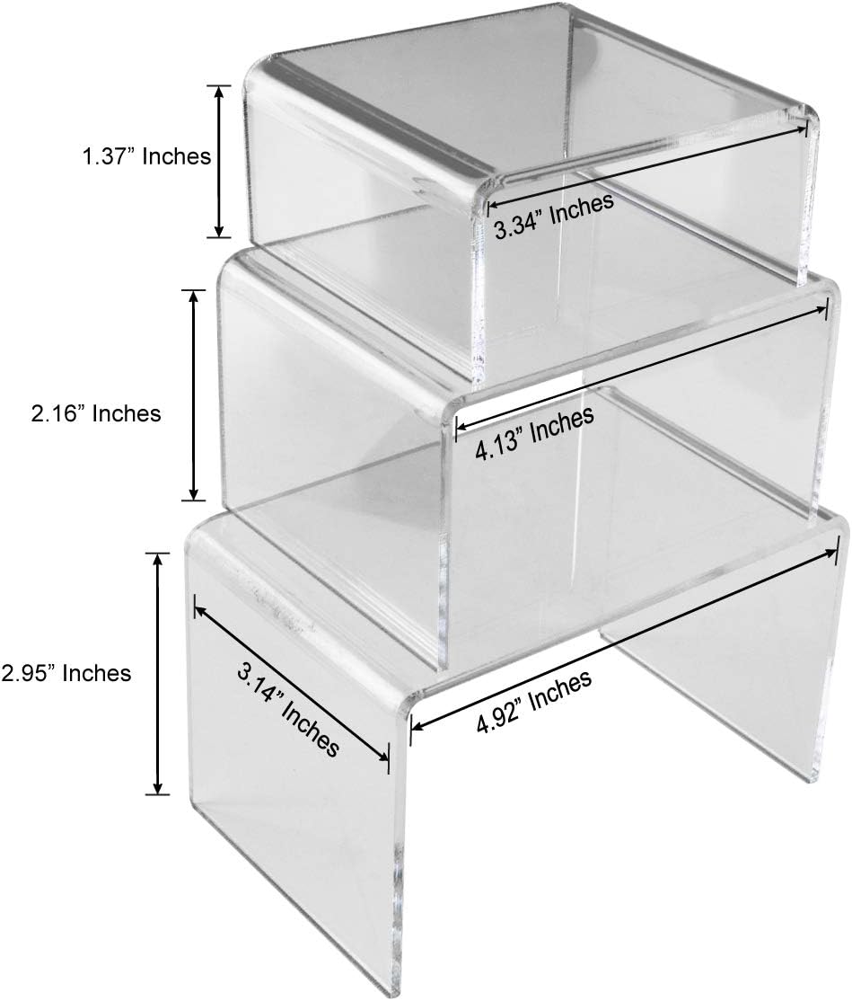 Super Z Outlet Clear Acrylic Riser Jewelry Display Set of Three