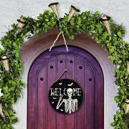 Halloween Skull Welcome Door Sign Decor