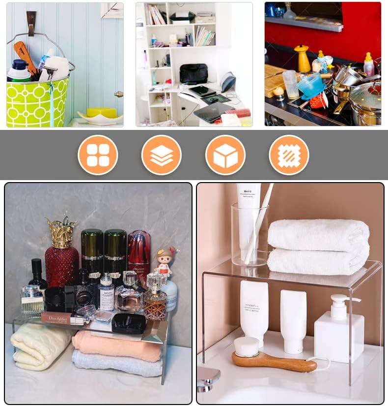 MerryNine Acrylic Risers Display Stands 8 Pcs 2 Set