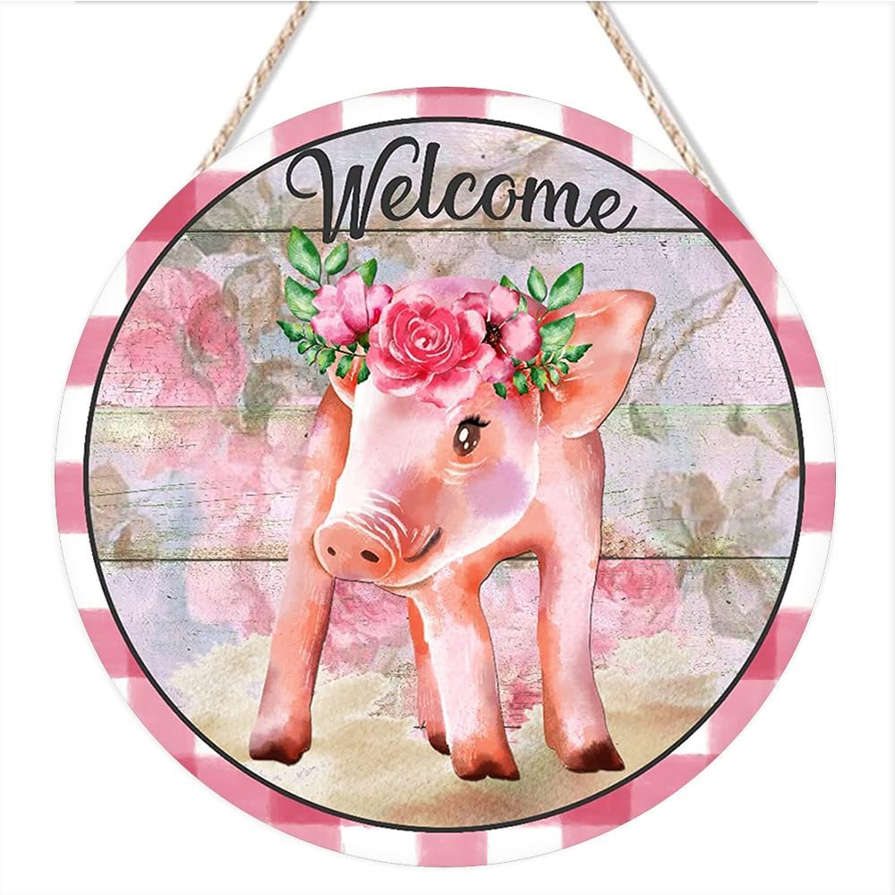 Rustic Round Wood Sign 8x8 Inch Farmhouse Welcome