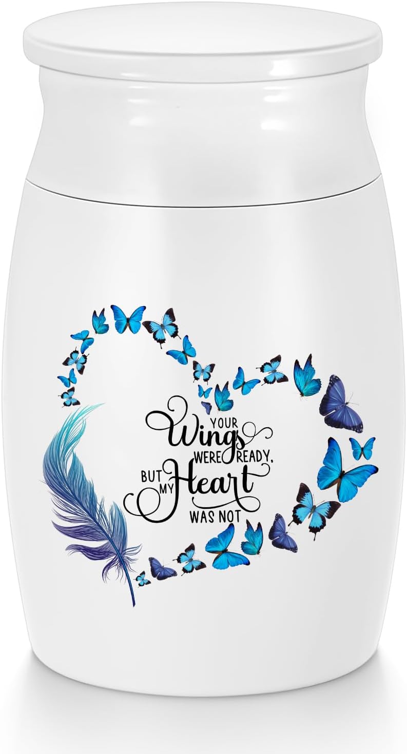 Aluminum Mini Butterfly Ashes Urn - Memorial Keepsake Urn