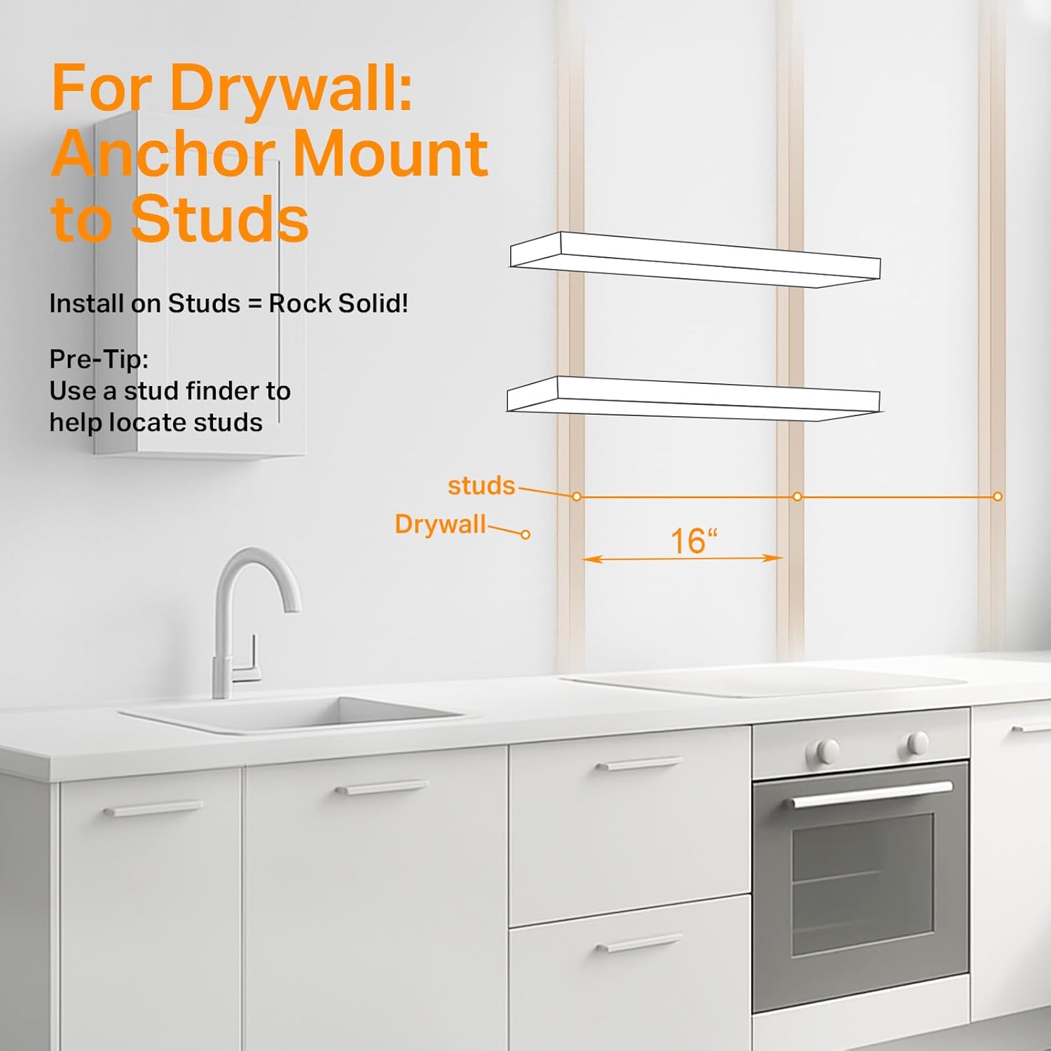 BAYKA Floating Shelves 48 Inch Rustic Wood Wall Mounted Set of 2