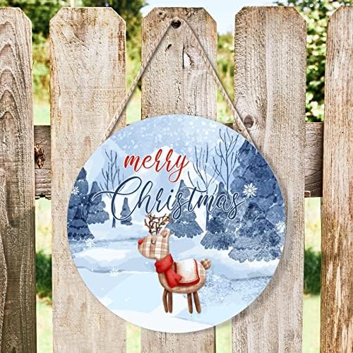 Farmhouse Door Hanger Christmas Wood Sign 12x12in