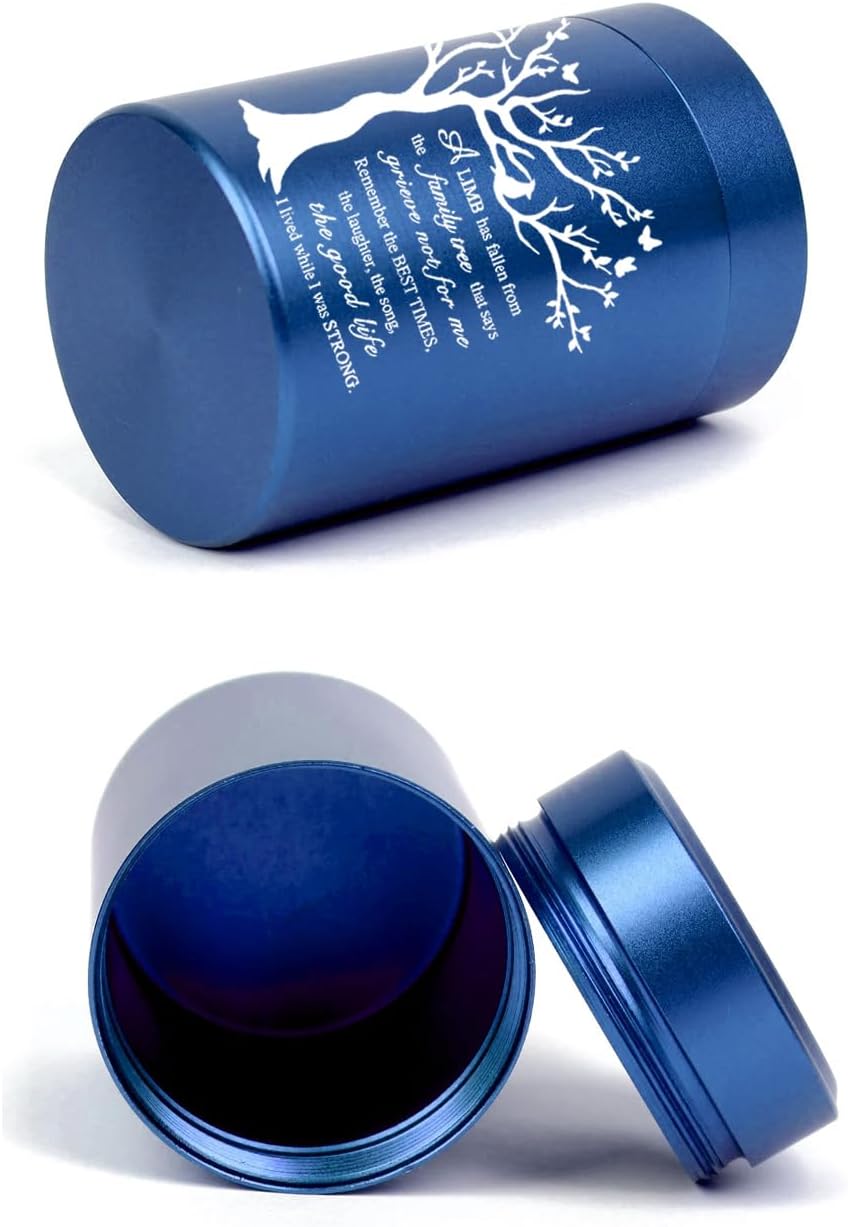 RIPFEVURN Mini Cremation Urn 275 Inch Blue Butterfly Design