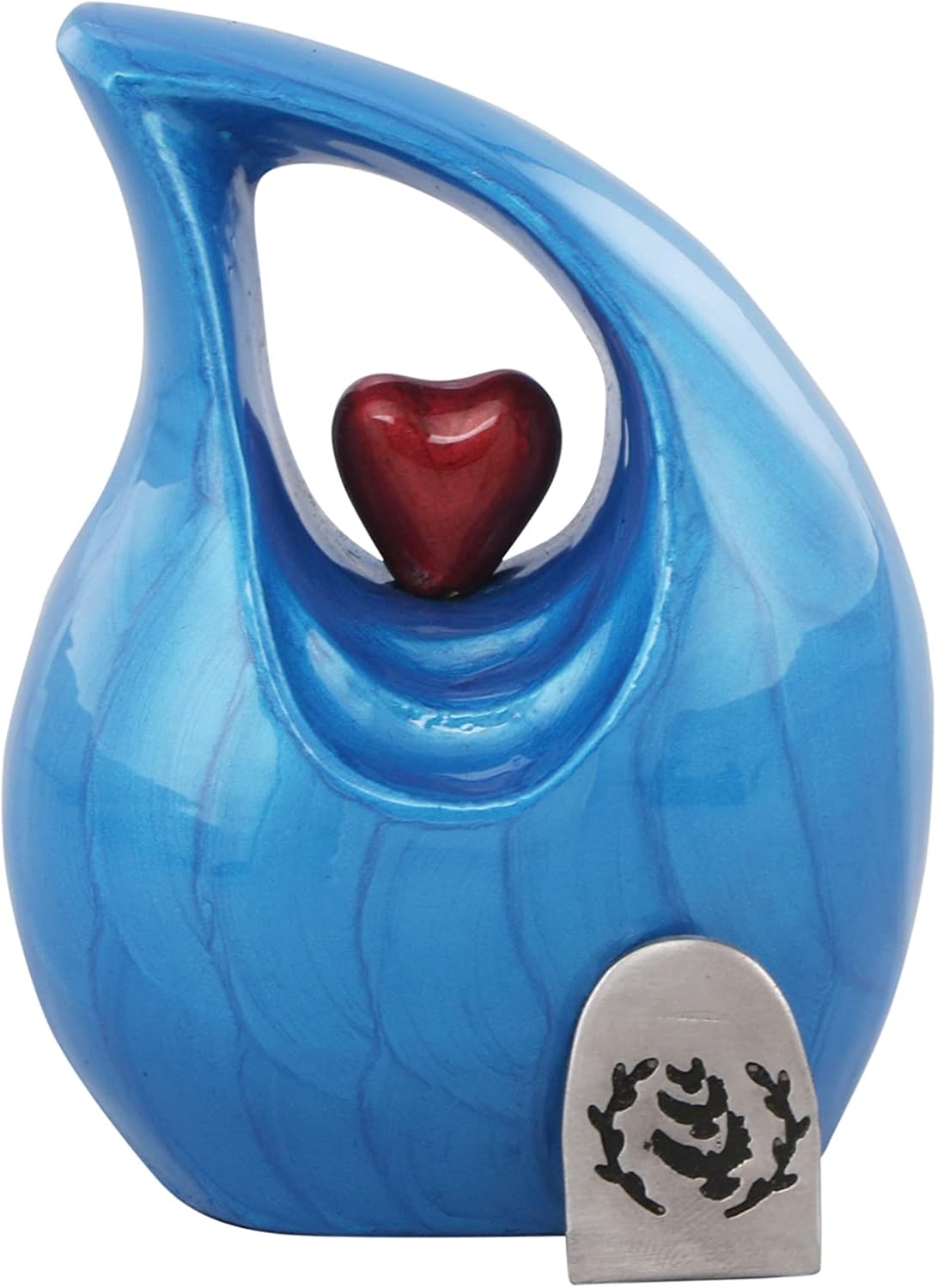 Heart of Love Cremation Urn Elegant Memorial Keepsake Blue Red 4 oz