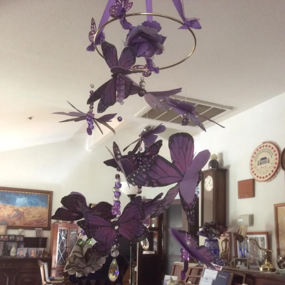 6 Inch Purple Butterfly Mobile with 13 Dimensional Butterflies