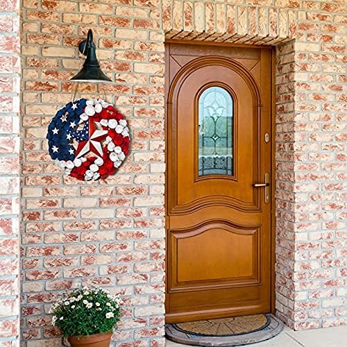 Jetec 4th of July Wooden Patriotic Hanging Sign with Rope