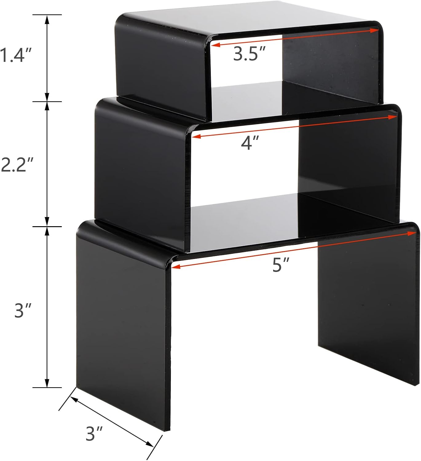 Hedume 9-Piece Black Acrylic Display Riser Set