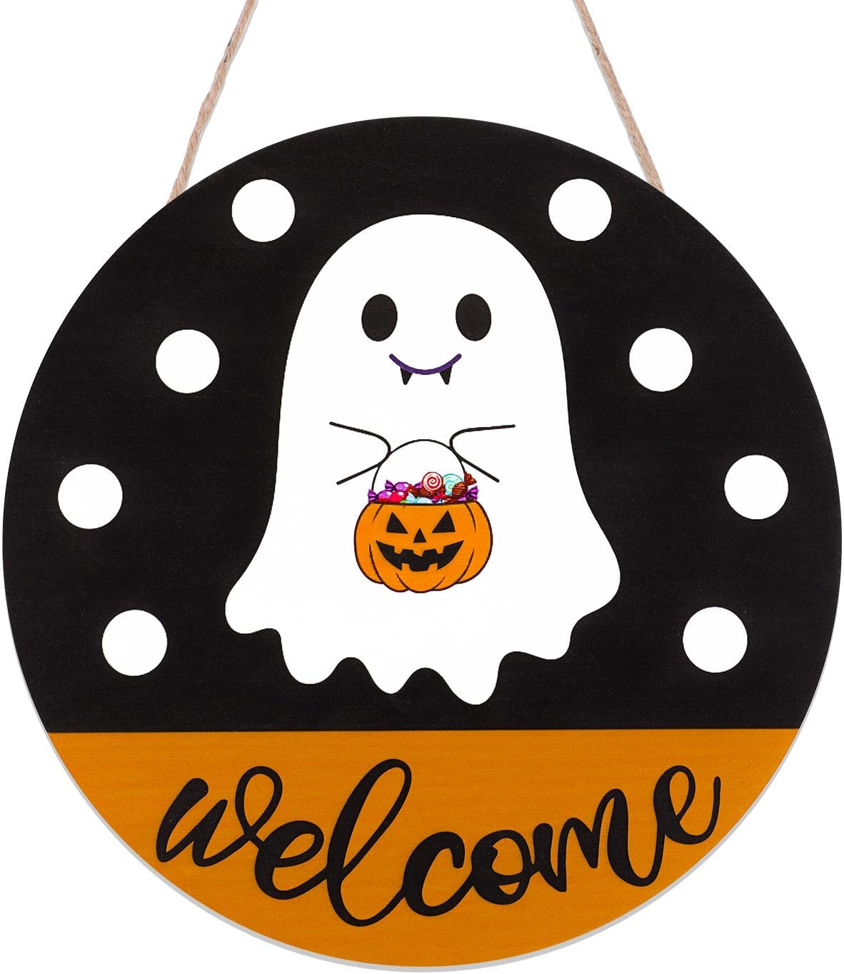Halloween Door Hanging Ghost Welcome Sign Decor
