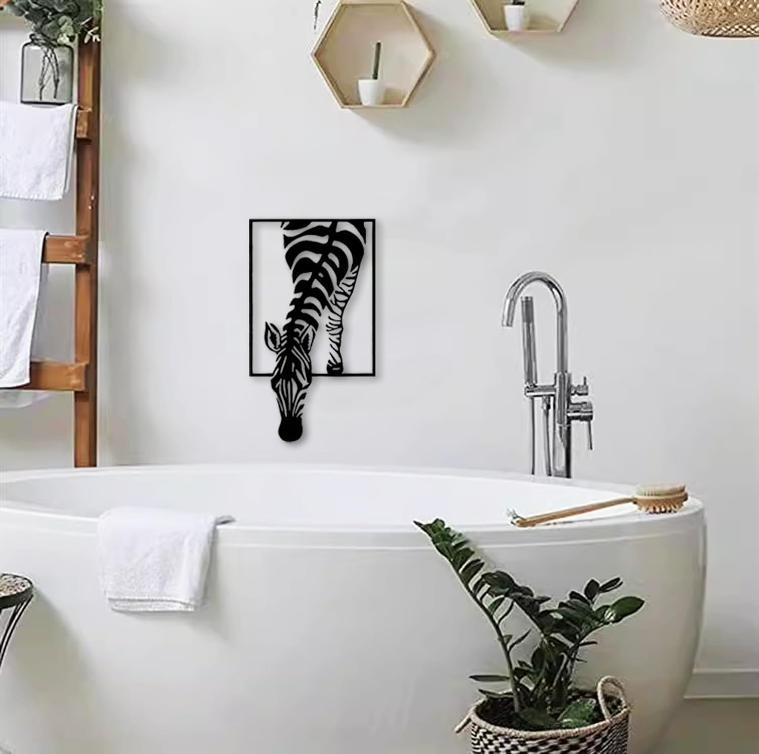 Huspox 3D Zebra Wall Art Decor Metal 40x23cm