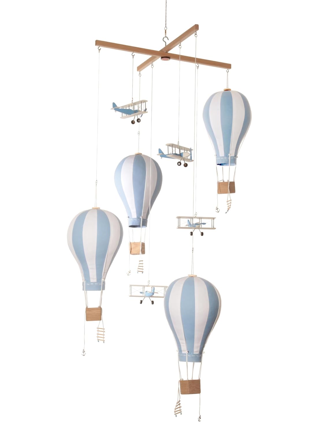 Hot Air Balloon Airplane Baby Blue Ceiling Mobile