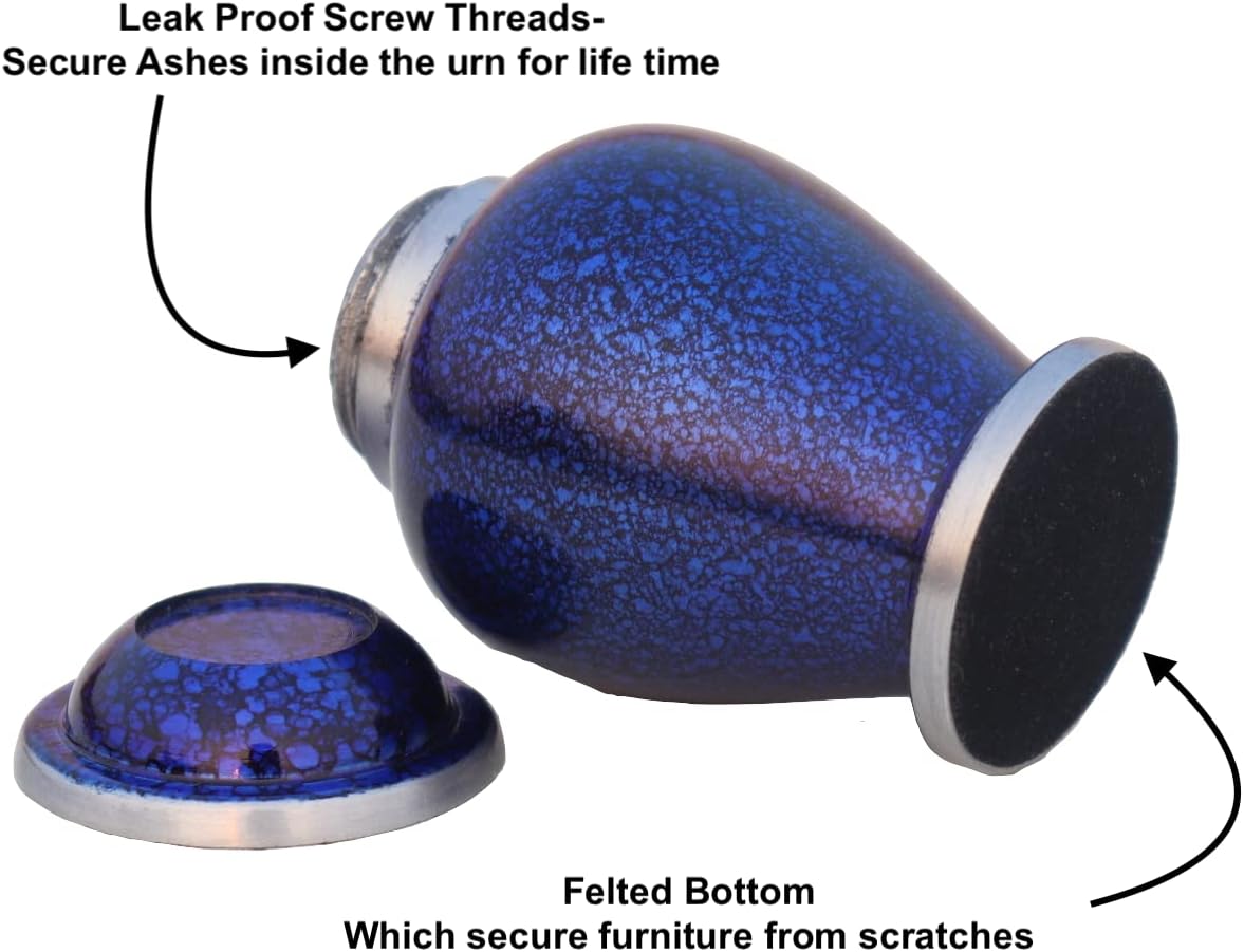 Marble Blue Small Urns for Cremation Ashes Set of 4