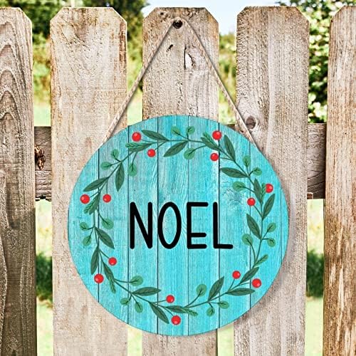 Farmhouse Door Hanger Christmas Wreath Wood Sign 12x12in