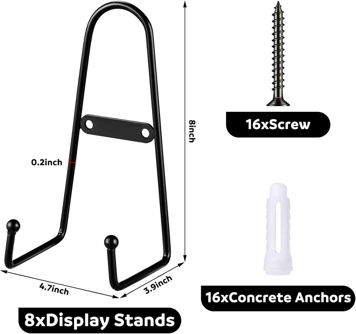 8 Pcs Metal Wall Mount Plate Display Stands Black Easel Holders