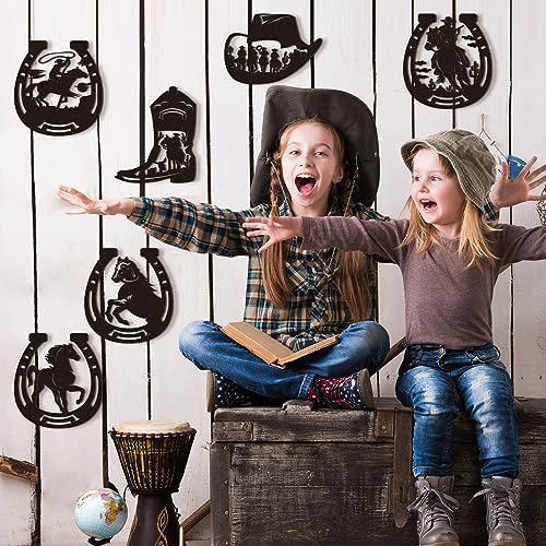 Therwen 6 Pcs Western Wall Decor Wood Art Set