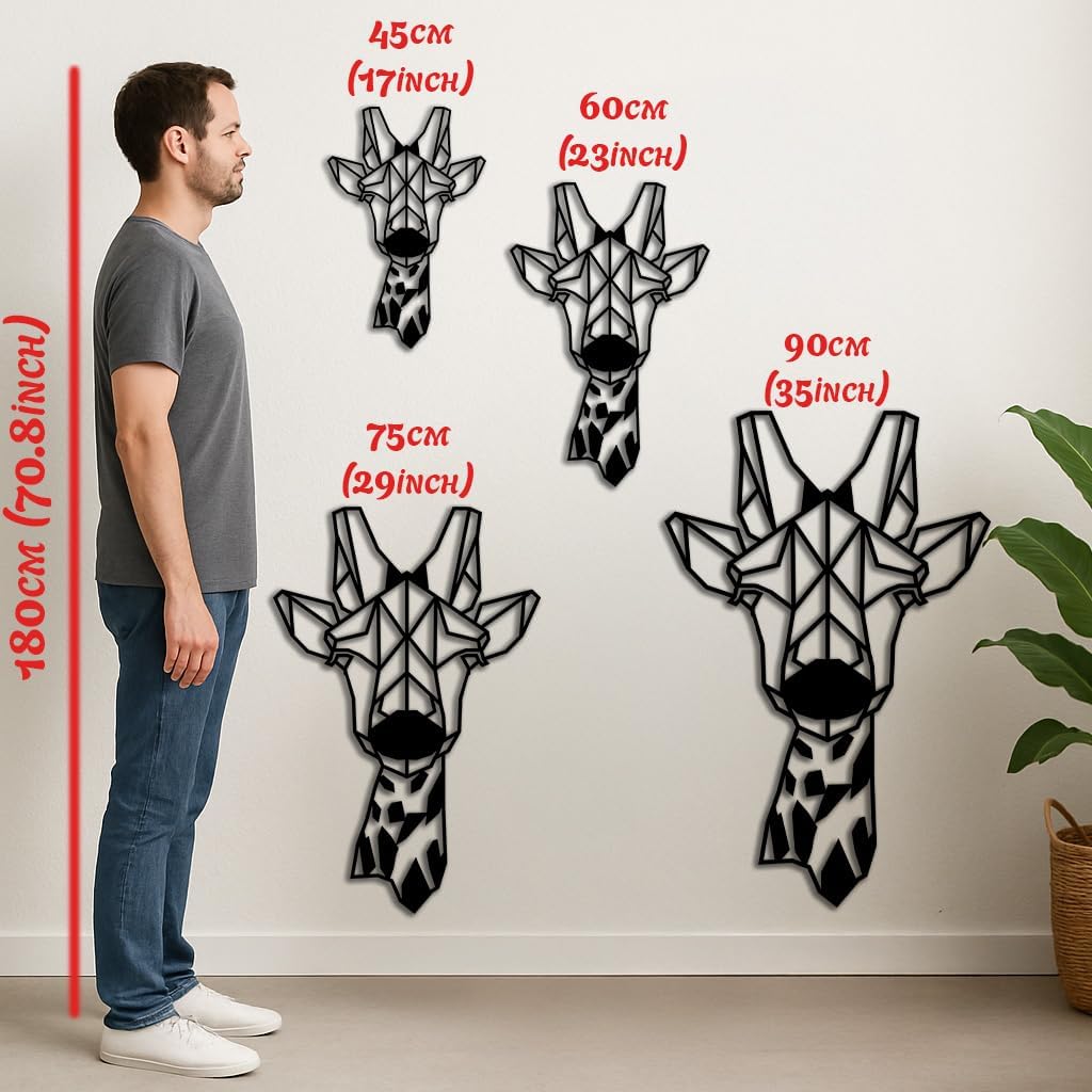 BONPERLA Geometric Giraffe Head Wall Art in Black