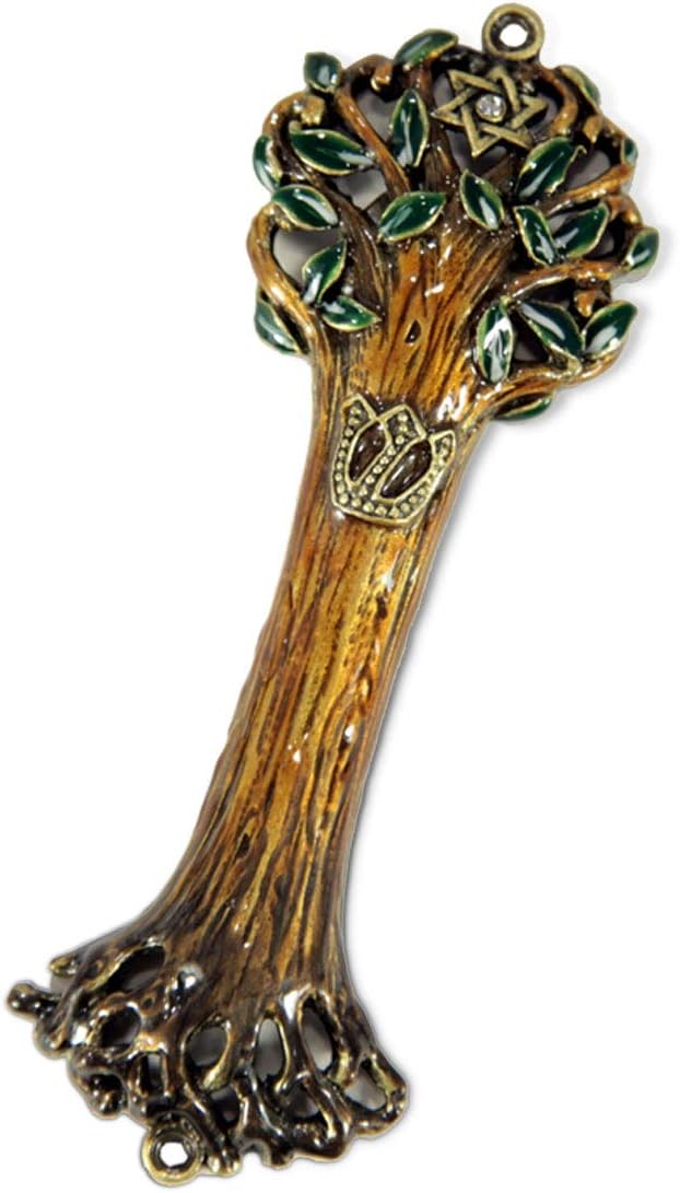 Mezuzah Case with Brass and Wooden Texture Design