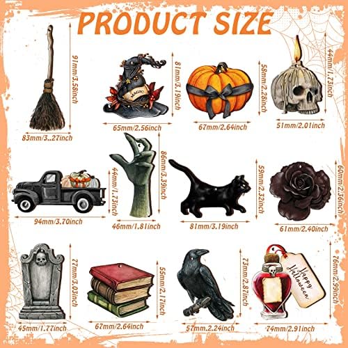 Maitys 36 Pcs Halloween Wooden Ornaments for Tree Decorations