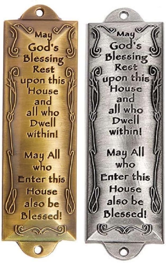 Pewter and Brass Mezuzah with Hebrew Parchment in Gift Box