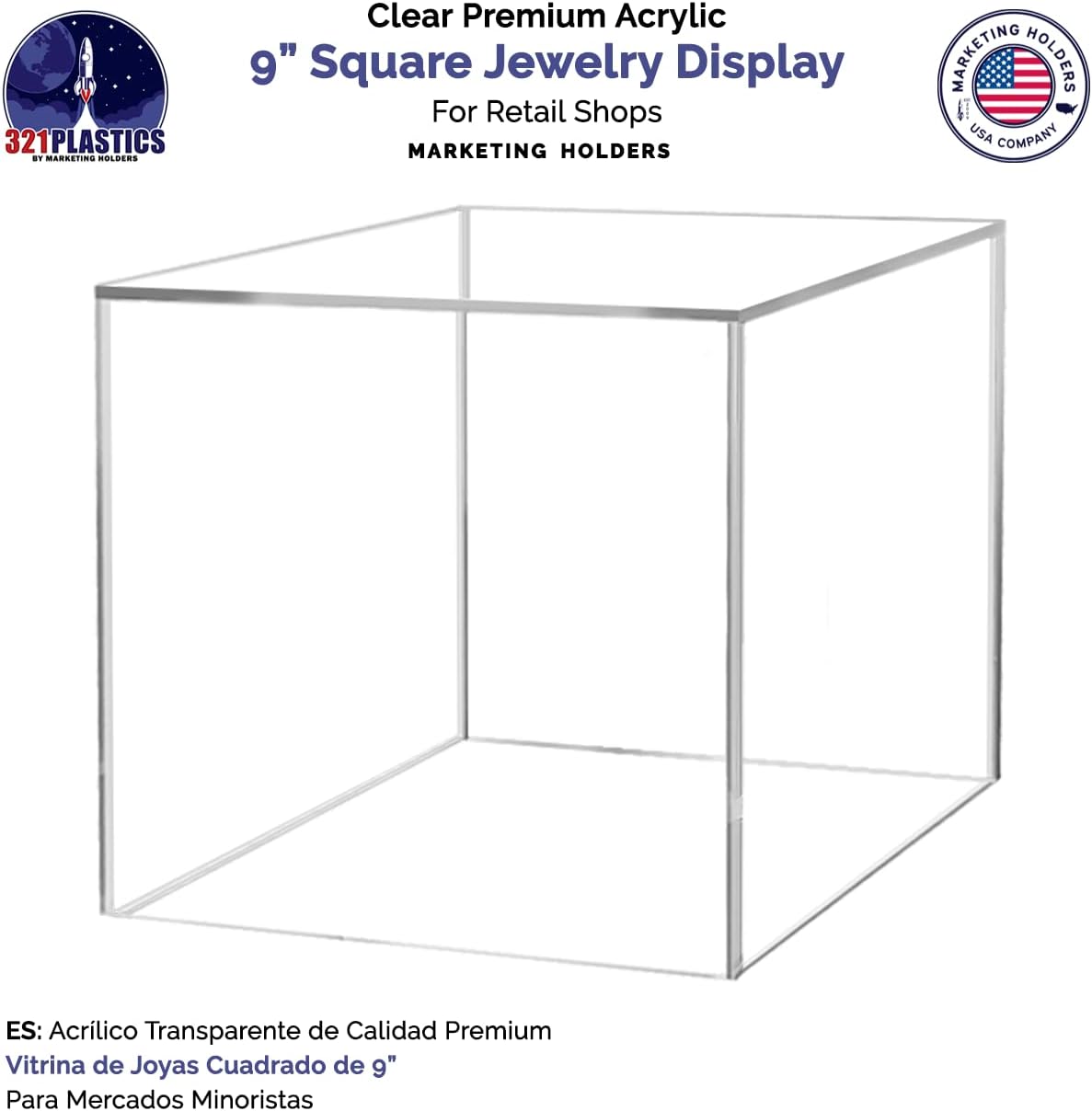 9 Inch Acrylic Display Riser Box No Lid One Side Open