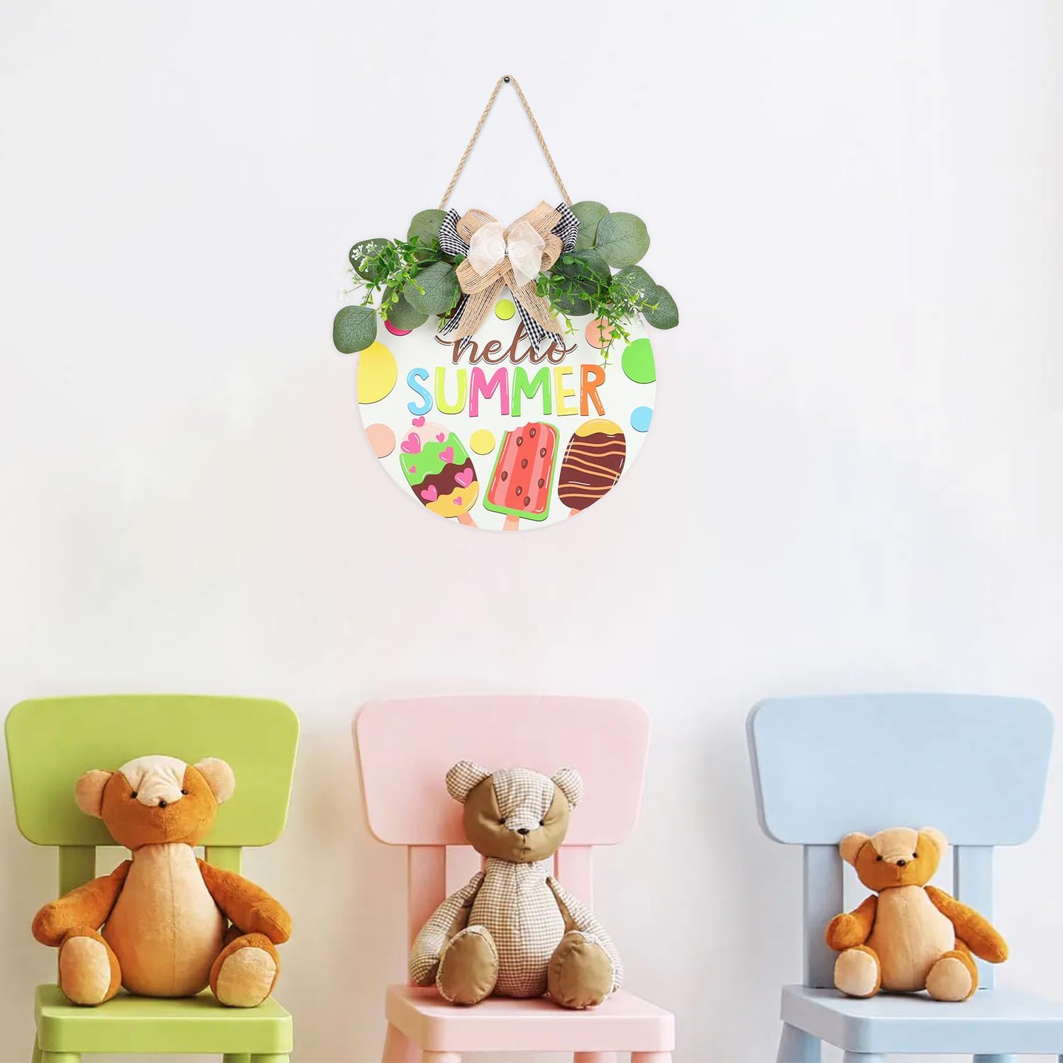 Hello Summer Wreath Front Door Welcome Sign