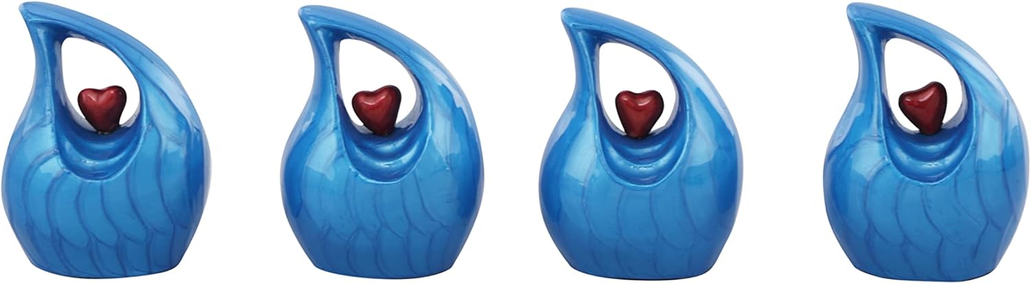Heart of Love Cremation Urn Elegant Memorial Keepsake Blue Red 4 oz