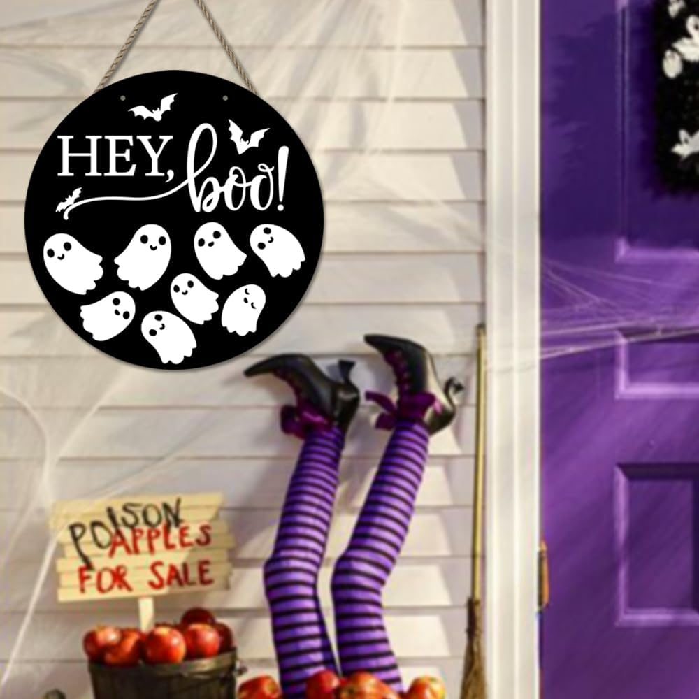 Halloween Door Welcome Sign with Twine Rope Hanging Decor