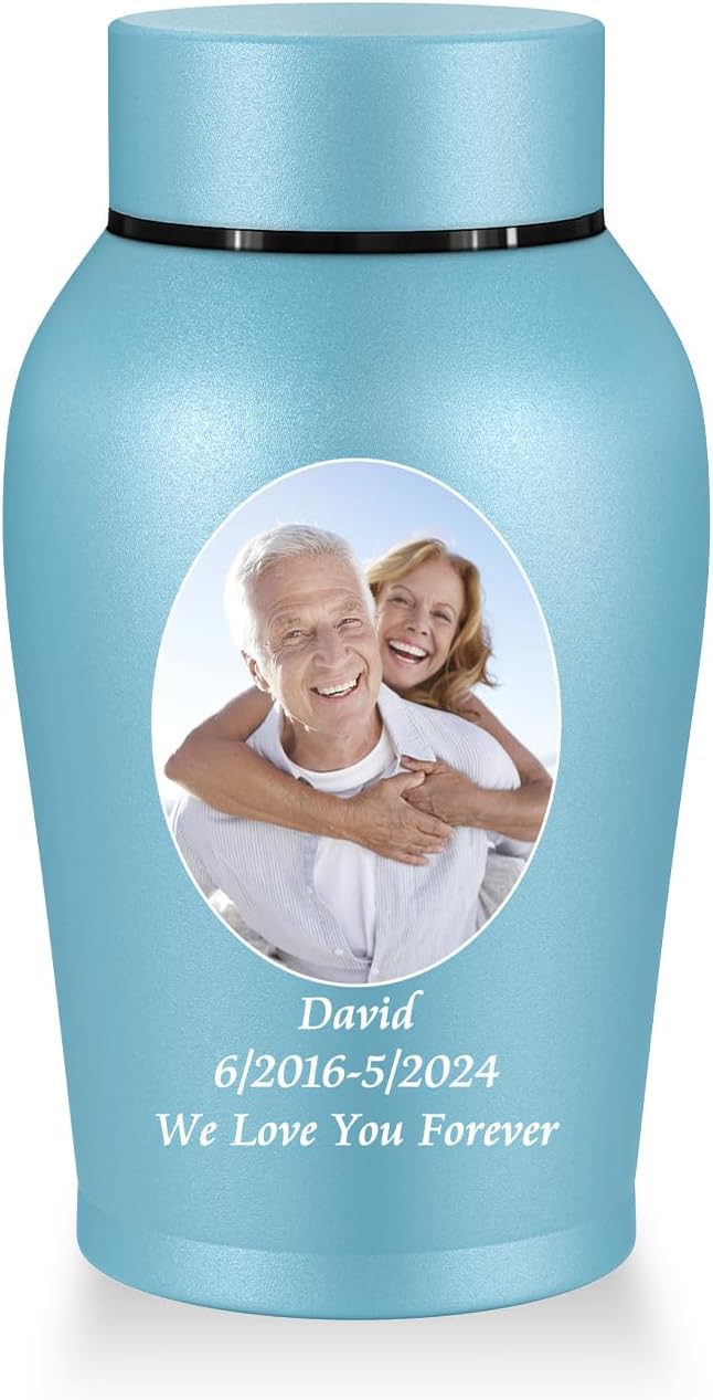 Personalized Matte Blue Urn for Human Ashes