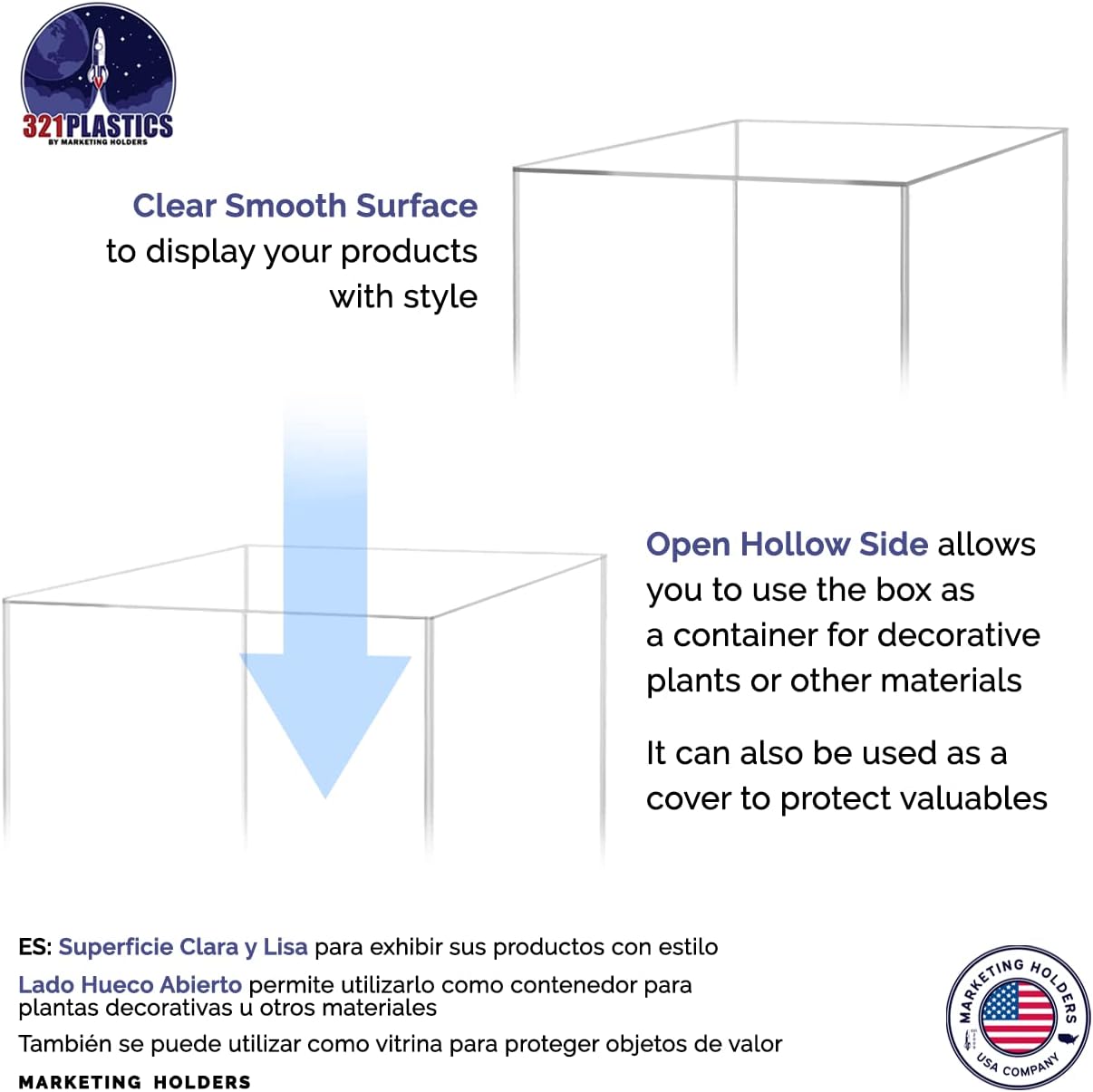 Acrylic Display Riser Box 12x12x40 No Lid Clear