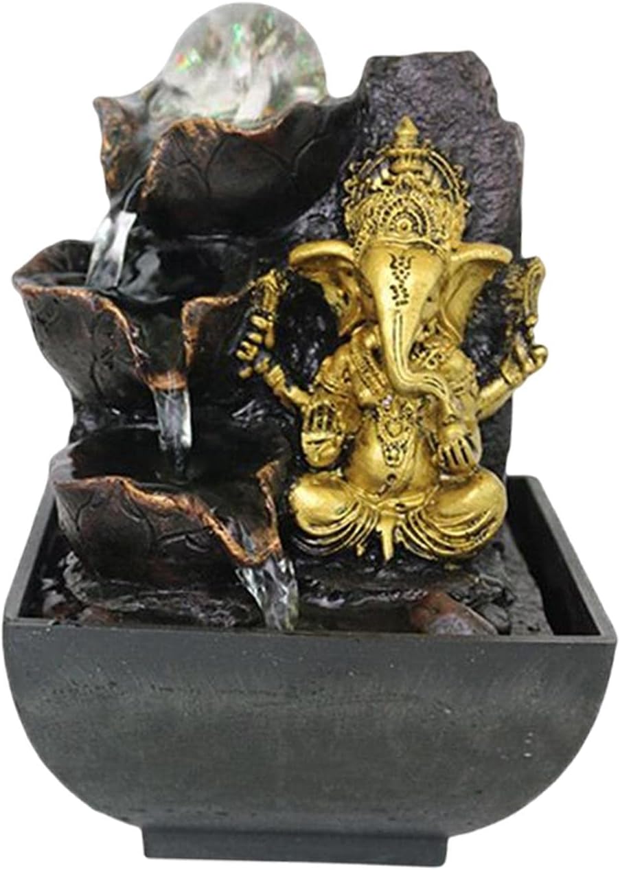 Ganesha Water Feature Statue Elephant Decor for Meditation Space