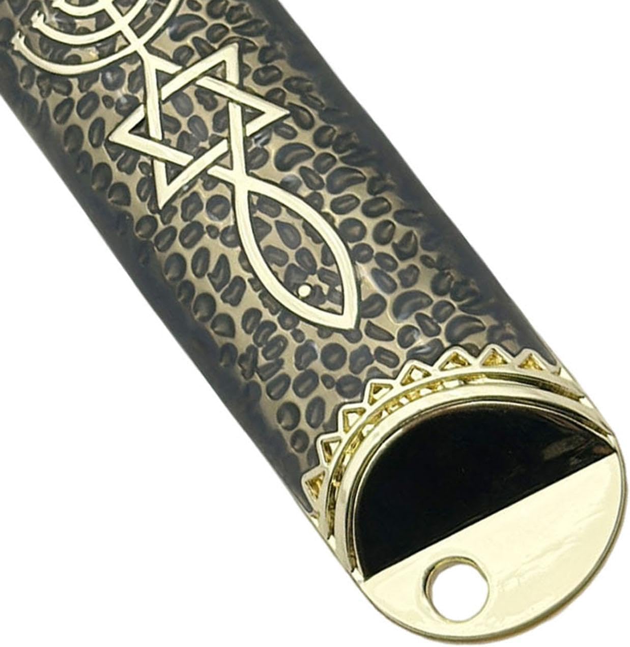 Jewish Mezuzah Case 16cm Unique Design Alloy Black