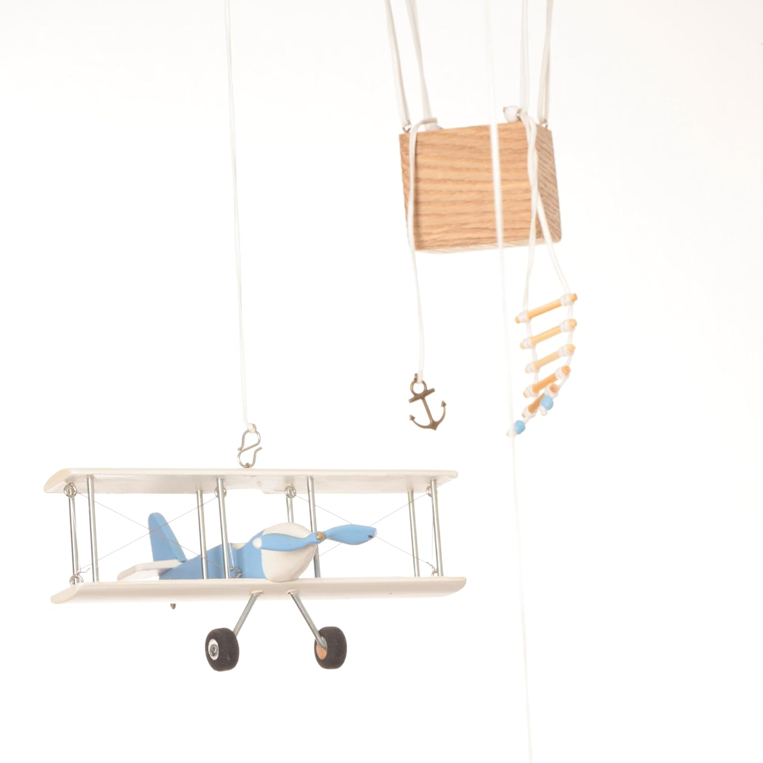 Hot Air Balloon Airplane Baby Blue Ceiling Mobile
