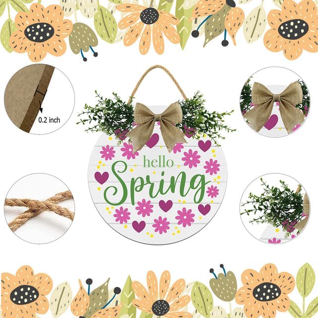 Rustic Wooden Spring Wreath Door Sign 12In