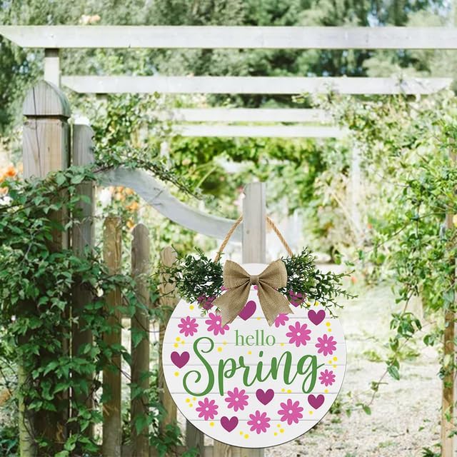 Rustic Wooden Spring Wreath Door Sign 12In