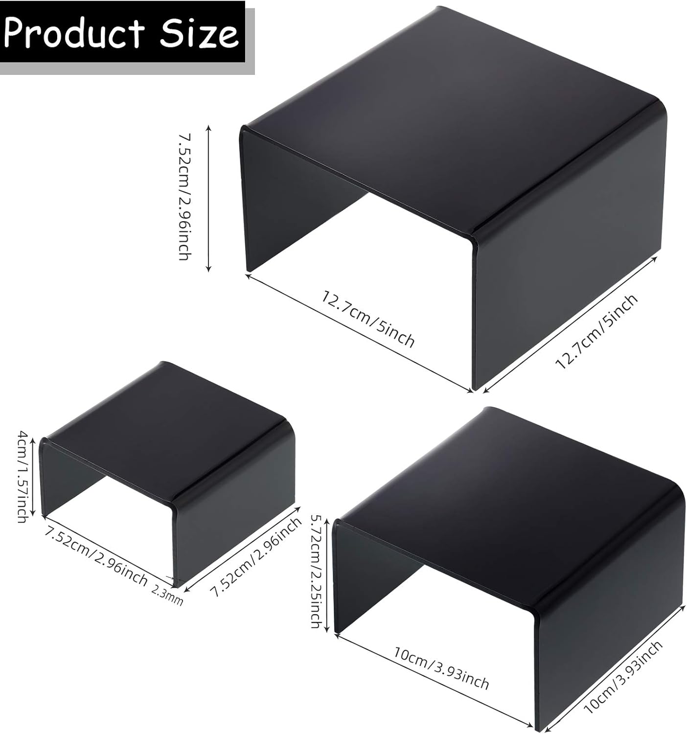 Chuangdi 2 Sets Acrylic Display Risers Black