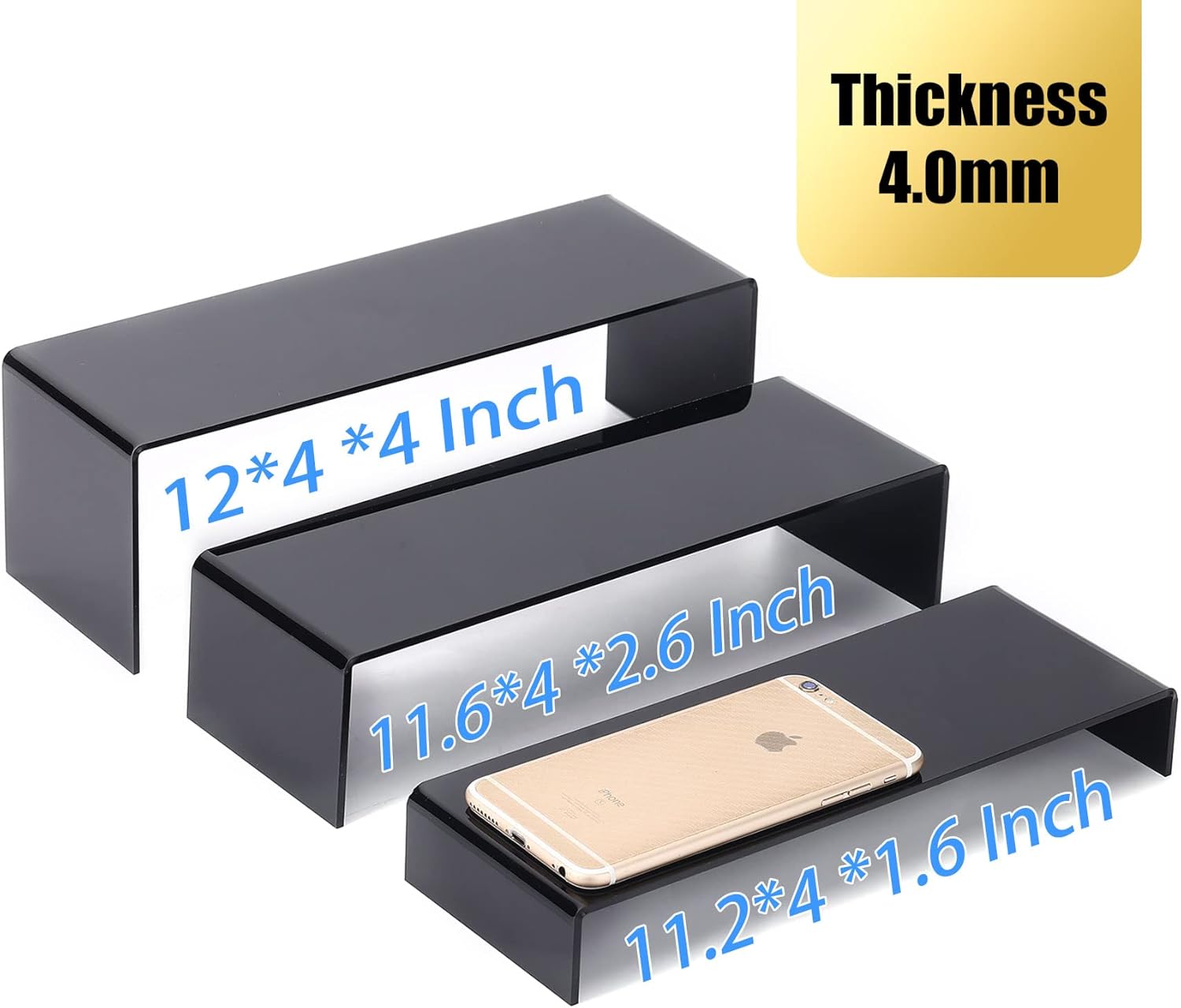 ANDGOO 6Pcs Large Acrylic Risers for Display